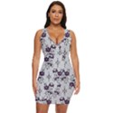Elegant Purple Floral Jacquard Mesh Lace Fabric Draped Bodycon Dress View1