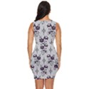 Elegant Purple Floral Jacquard Mesh Lace Fabric Draped Bodycon Dress View4