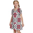 Ukrainian Folk Seamless Pattern Ornament Ethnic Ornament Border Element Traditional Art Kids  Short Sleeve Tiered Mini Dress View2