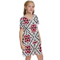 Ukrainian Folk Seamless Pattern Ornament Ethnic Ornament Border Element Traditional Art Kids  Short Sleeve Tiered Mini Dress View3