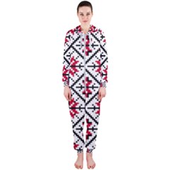 Ukrainian Folk Seamless Pattern Ornament Ethnic Ornament Border Element Traditional Art Hooded Jumpsuit (ladies)