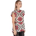 Ukrainian Folk Seamless Pattern Ornament Ethnic Ornament Border Element Traditional Art Ruffle Collar Short Sleeve Chiffon Top View3