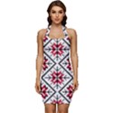 Ukrainian Folk Seamless Pattern Ornament Ethnic Ornament Border Element Traditional Art Sleeveless Wide Square Neckline Ruched Bodycon Dress View1