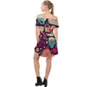 Collage Worx Black Collage Cupcake Eifel Tower Fireworks Paris Off Shoulder Chiffon Dress View2