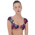 Collage Worx Black Collage Cupcake Eifel Tower Fireworks Paris Cap Sleeve Ring Bikini Top View1