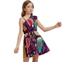Collage Worx Black Collage Cupcake Eifel Tower Fireworks Paris Kids  One Shoulder Party Dress View2