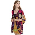 Collage Worx Black Collage Cupcake Eifel Tower Fireworks Paris Open Front 3/4 Sleeve Batwing Chiffon Cardigan Kimono View2