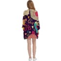 Collage Worx Black Collage Cupcake Eifel Tower Fireworks Paris Open Front 3/4 Sleeve Batwing Chiffon Cardigan Kimono View4
