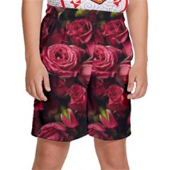 Floral Buds Of Roses Beautiful Flowers Kids  Basketball Shorts