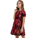 Floral Buds Of Roses Beautiful Flowers Kids  Puff Sleeved Dress View3