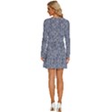 Blue Ornament Complex Mosaic Print Pattern Long Sleeve Deep V Mini Dress  View4