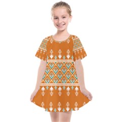 Winter Wonderland Seamless Pattern: Christmas Trees & Snowflakes On Dark Background Kids  Smock Dress
