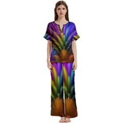 Abstract Colors - , Abstract Colors Short Sleeve Long Pants Satin Pajamas Set