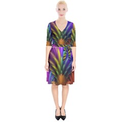 Abstract Colors - , Abstract Colors Wrap Up Cocktail Dress