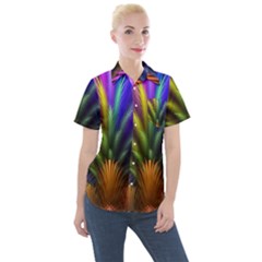 Abstract Colors - , Abstract Colors Women s Short Sleeve Pocket Shirt