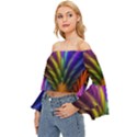 Abstract Colors - , Abstract Colors Off Shoulder Flutter Bell Sleeve Top View2