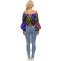 Abstract Colors - , Abstract Colors Off Shoulder Flutter Bell Sleeve Top View4