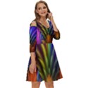 Abstract Colors - , Abstract Colors Shoulder Cut Out Zip Up Dress View3