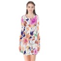 Abstract Floral Background Long Sleeve V-neck Flare Dress View1