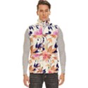 Abstract Floral Background Men s High Neck Button Up Puffer Vest View1