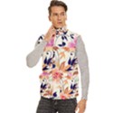 Abstract Floral Background Men s High Neck Button Up Puffer Vest View2