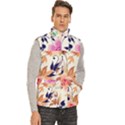 Abstract Floral Background Men s High Neck Button Up Puffer Vest View3