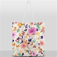 Abstract Floral Background Full Print Rope Handle Tote (large)