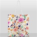 Abstract Floral Background Full Print Rope Handle Tote (Large) View1