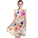 Abstract Floral Background Tie Up Tunic Dress View1