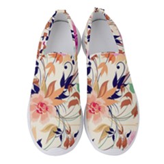 Abstract Floral Background Women s Slip On Sneakers