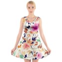 Abstract Floral Background V-Neck Sleeveless Dress View1