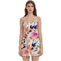 Abstract Floral Background Body Wrap Sleeveless V-Neck Mini Dress View1