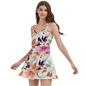 Abstract Floral Background Body Wrap Sleeveless V-Neck Mini Dress View2