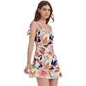 Abstract Floral Background Body Wrap Sleeveless V-Neck Mini Dress View3
