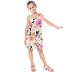 Abstract Floral Background Kids  Sleeveless Dress