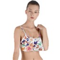 Abstract Floral Background Layered Top Bikini Top  View1