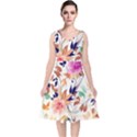 Abstract Floral Background V-Neck Midi Sleeveless Dress  View1