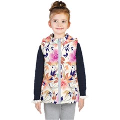 Abstract Floral Background Kids  Hooded Puffer Vest