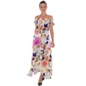 Abstract Floral Background Off Shoulder Open Front Chiffon Dress View1