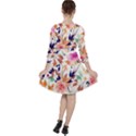 Abstract Floral Background Quarter Sleeve Ruffle Waist Dress View2