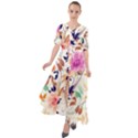 Abstract Floral Background Waist Tie Boho Maxi Dress View1