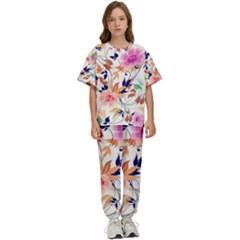 Abstract Floral Background Kids  T-shirt And Pants Sports Set