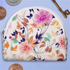 Abstract Floral Background Horseshoe Style Canvas Pouch