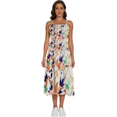 Abstract Floral Background Sleeveless Shoulder Straps Boho Dress