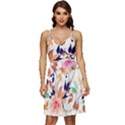 Abstract Floral Background V-Neck Pocket Summer Dress  View1