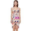 Abstract Floral Background Wrap Frill Dress View1