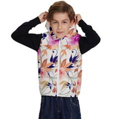 Abstract Floral Background Kids  Stylish Hooded Puffer Vest