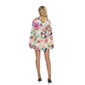 Abstract Floral Background Round Neck Long Sleeve Bohemian Style Chiffon Mini Dress View4