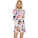 Abstract Floral Background Long Sleeve Satin Robe View1