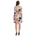 Abstract Floral Background Long Sleeve Knee Length Skater Dress With Pockets View4